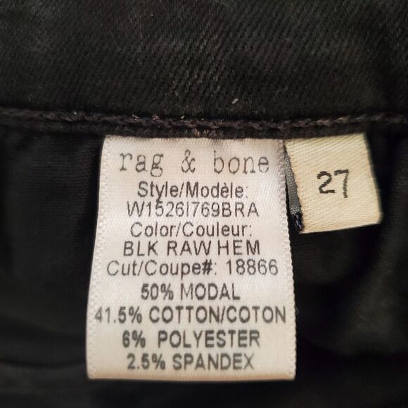 Rag & Bone Ankle Skinny Raw Hem Jeans - size 27 in Black. - Picture 14 of 14